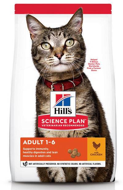Hills Science Plan Сухой корм для взрослых кошек c курицей (Adult Chicken) 4296N604174, 10 кг 