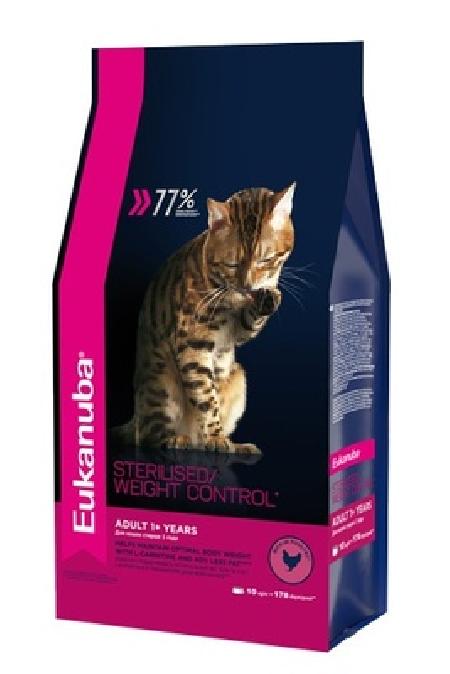 Eukanuba Для кастрированных и склонных к ожирению кошек с курицей (Adult Sterilized/Weight Control) 10144118, 0,400 кг