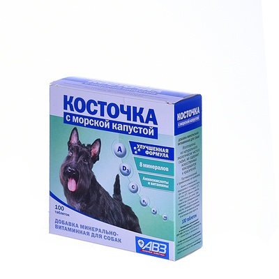 Агроветзащита ВИА Подкормка Косточка с Морской капустой для собак,, 100таб., 0,219 кг 