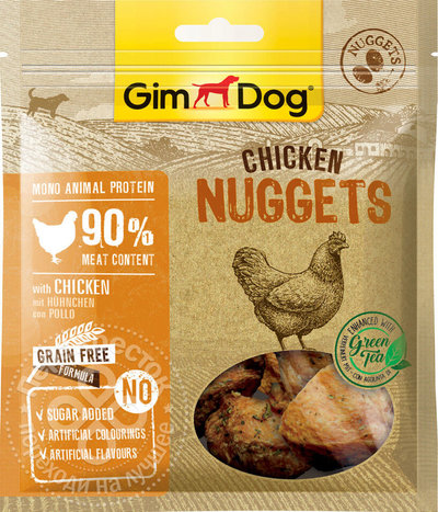 GimDog дополнительный корм (лакомство) куриный для собак - наггетсы 55 г