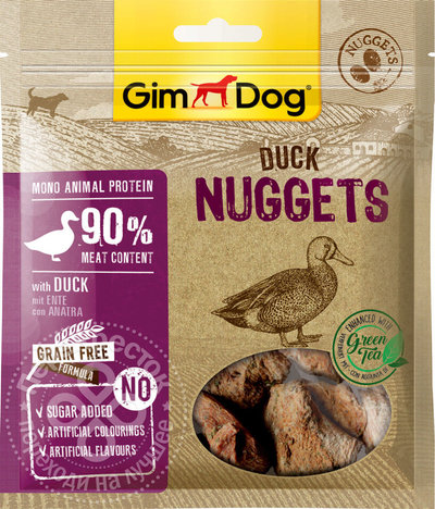 GimDog дополнительный корм (лакомство) утиный для собак - наггетсы 55 г
