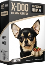 Джина X-DOG пауч для собак дегустационный сет 4 вкуса 340г, 89233