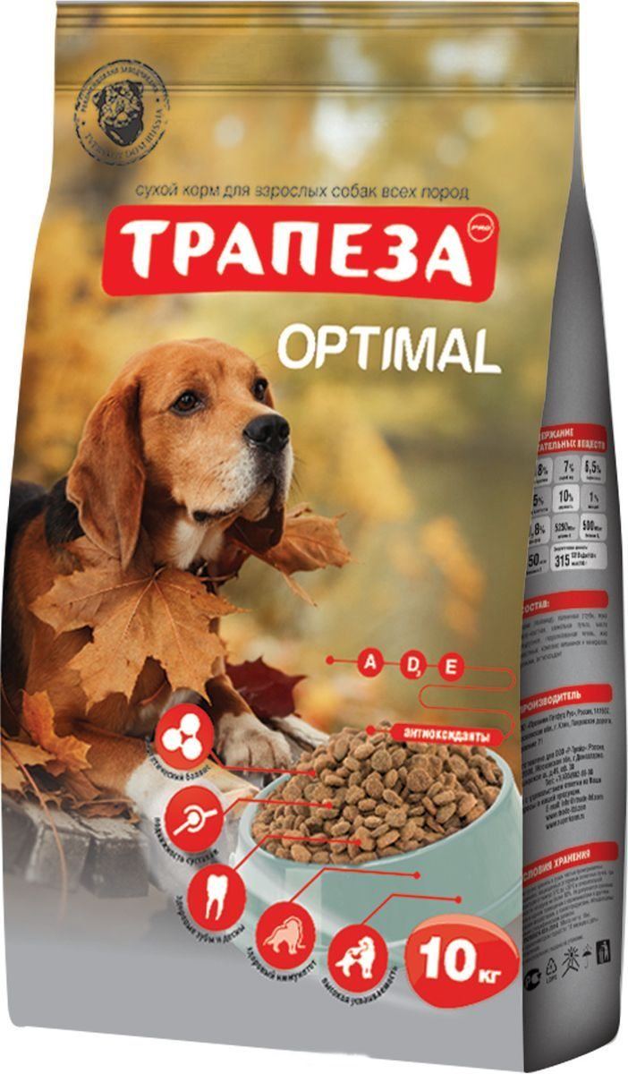 Трапеза Оптималь для взрослых собак, склонных к полноте, 10,000 кг