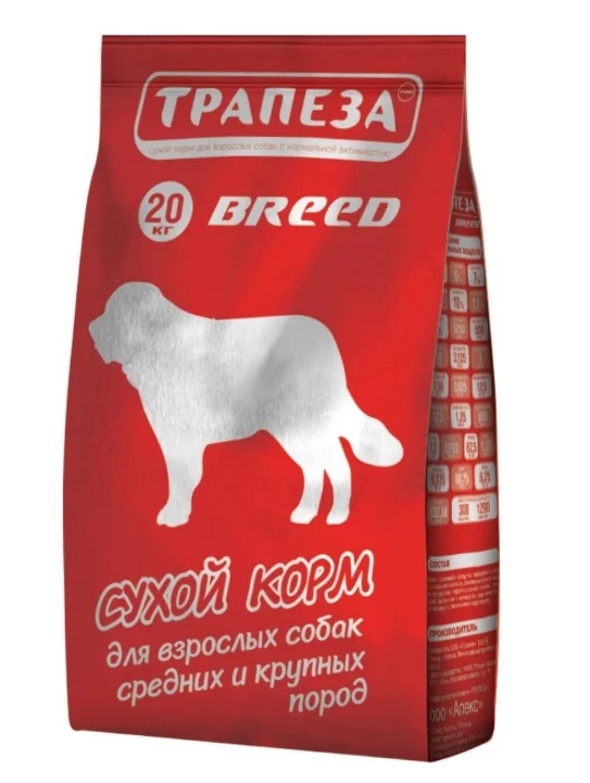 Трапеза Breed сух.для собак средних и крупных пород 20кг, 1900100420