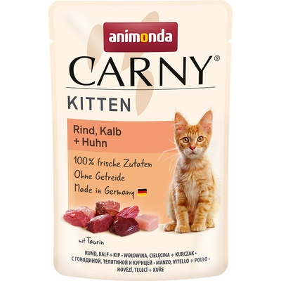 Animonda Паучи для котят с говядиной, телятиной и курицей (CARNY KITTEN) 00183076 | Carny Kitten Beef, Veal + Chicken, 0,085 кг , 11700100422