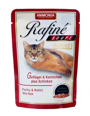 Animonda Паучи для кошек с птицей, кроликом и ветчиной (Rafine Soupe Adult) 83655/83481/83655/83790, 0,100 кг