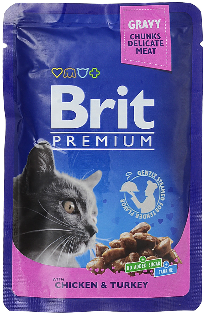 Brit Паучи  Premium  для кошек Chicken & Turkey с курицей и индейкой 100308 100308, 0,100 кг, 1000100423