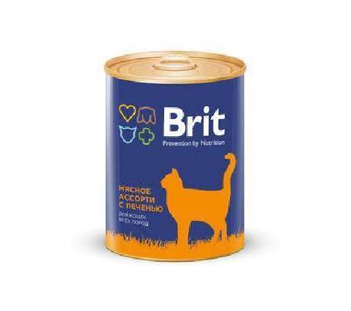 Brit Консервы для кошек BEEF AND LIVER Мясное ассорти с печенью 9426 9426, 0,340 кг