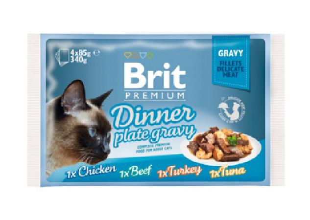 Brit Набор паучей Premium для кошек кусочки в соусе (4x85г ) 519415, 0,340 кг