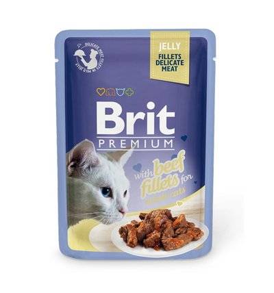 Brit Паучи Premium для кошек кусочки в желе из филе говядины 518470, 0,085 кг