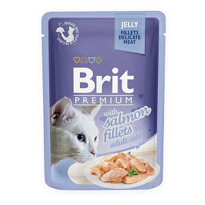 Brit Паучи Premium для кошек кусочки в желе из филе лосося 518487, 0,085 кг