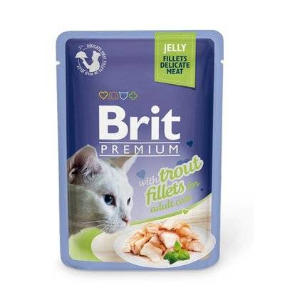 Brit Паучи Premium для кошек кусочки в желе из филе форели 518494 | JELLY Trout fillets, 0,085 кг 