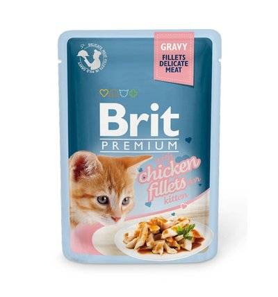 Brit Паучи Premium для котят кусочки в соусе  из куриного филе 518579 | GRAVY Chiсken fillets, 0,085 кг, 42172, 3800100423