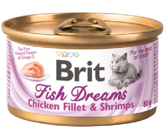 Brit Консервы для кошек с куриным филе и креветками (Fish Dreams Chicken fillet & Shrimps) 111360 | Fish Dreams Chicken fillet & Shrimps, 0,08 кг 
