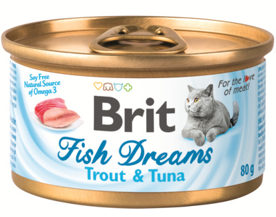 Brit Консервы для кошек с форелью и тунцом (Fish Dreams Trout & Tuna) 111361 | Fish Dreams Trout & Tuna, 0,08 кг , 4000100423
