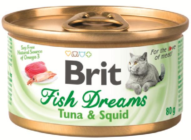 Brit Консервы для кошек с тунцом и кальмаром  (Fish Dreams Tuna & Squid) 111363 | Fish Dreams Tuna & Squid, 0,08 кг , 4100100423