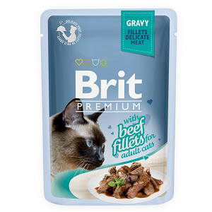Brit Паучи Premium для кошек кусочки в соусе  из  филе говядины 518555, 0,085 кг