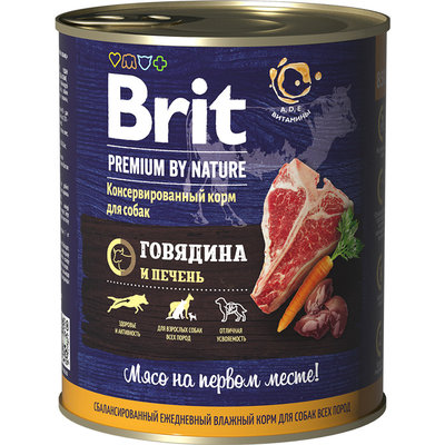 Brit Консервы для собак Premium by Nature с говядиной и печенью (Red Meat&Liver) 40216, 0,850 кг