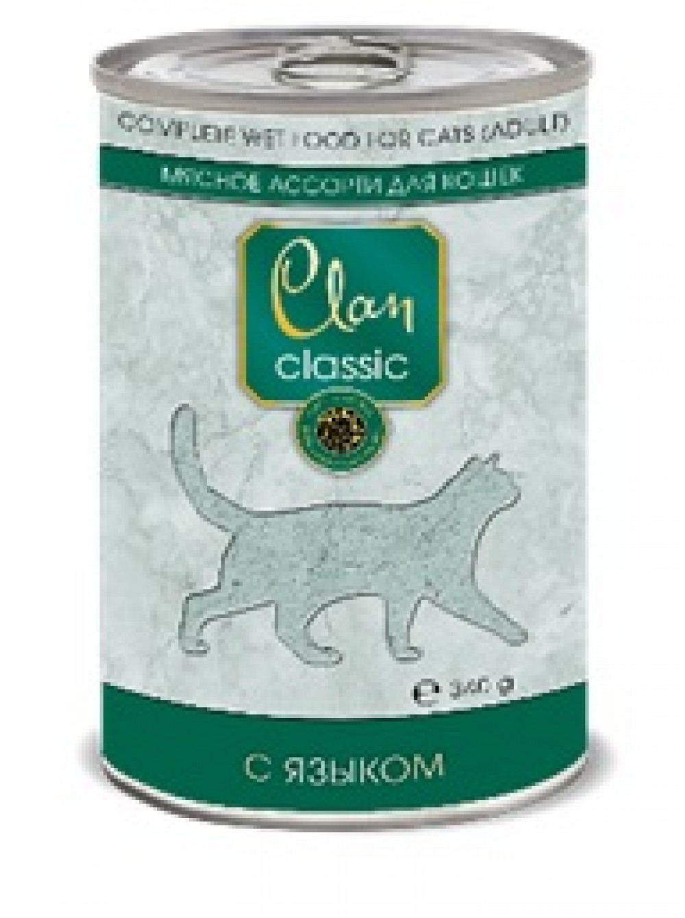 Clan Classic влажный корм для взрослых кошек всех пород, мясное ассорти с языком 340 гр