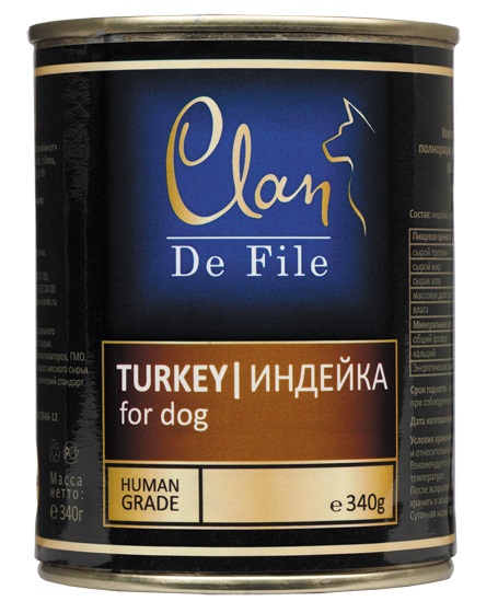 Clan De File влажный корм для взрослых собак всех пород, индейка 340 гр