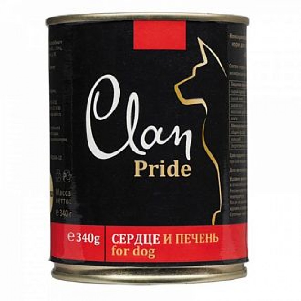 Clan Pride влажный корм для взрослых собак всех пород, говяжье сердце и печень 340 гр