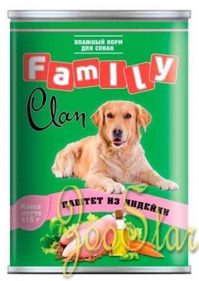 [130.1.801]  CLAN FAMILY консервы для собак 415 г паштет из индейки , 900100426
