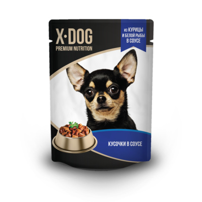 X-DOG Консервы для собак X-DOG курица и белая рыба в соусе 4607166428127 0,085 кг 44934