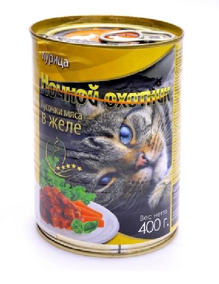 Ночной охотник Кусочки в желе для кошек с курицей-11794, 0,415 кг, 21968