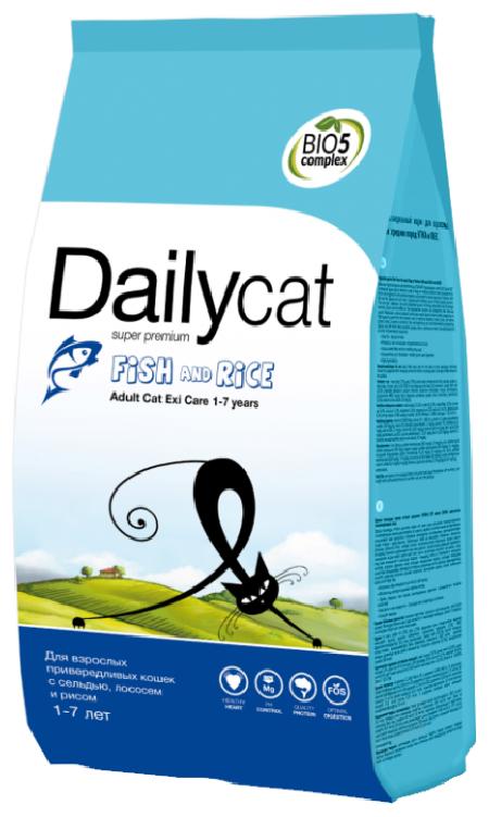 Dailycat корм для взрослых привередливых кошек всех пород, с сельдью, лососем и рисом 400 гр