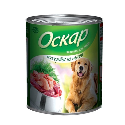 ОСКАР Консервы для собак Ассорти из мяса, 0,75 кг 