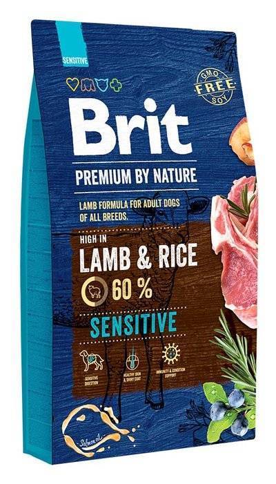 Brit Сухой корм для собак Premium By Nature Sensitive Lamb для собак с чувствительным пищеварением с ягненком 526635 526635, 8,000 кг, 19500100435