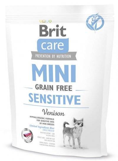 Brit Сухой беззерновой корм Care MINI для собак малых пород с чувствительным пищеварением (Sensitive) 520176, 0,400 кг