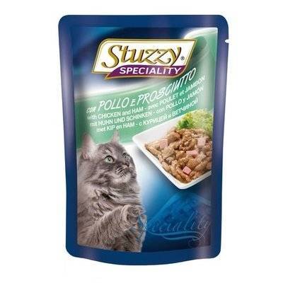 Stuzzy Speciality влажный корм для взрослых кошек всех пород, с курицей и ветчиной 100 гр