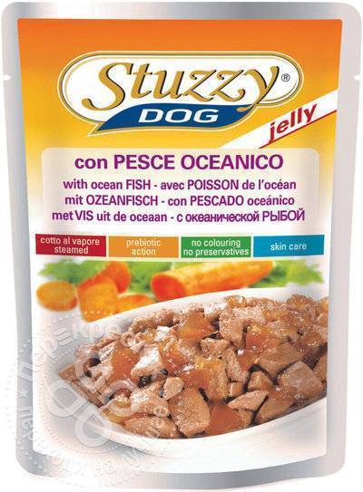 Stuzzy влажный корм для взрослых собак всех пород, океаническая рыба, кусочки в желе 100 гр, 1500100441