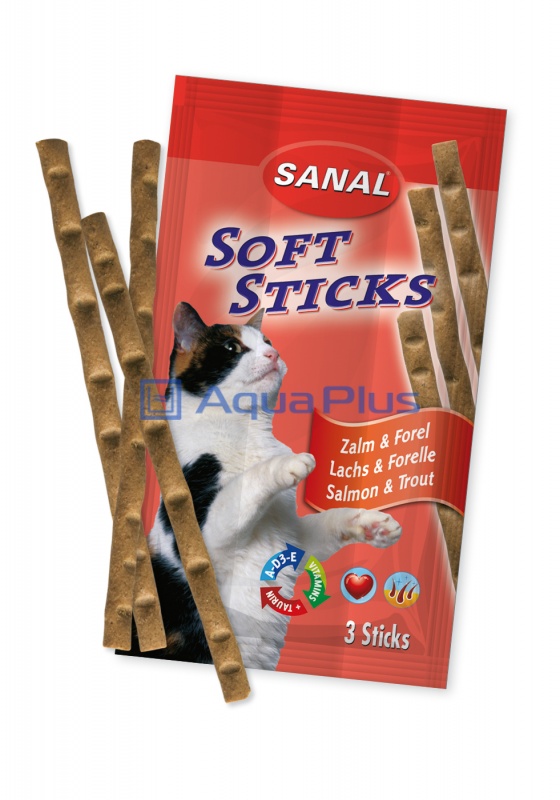 Витаминное лакомство для кошек SANAL SC3830  SOFT STICKS SALMON & TROUT 3х10г, палочки со вкусом лосося и форели