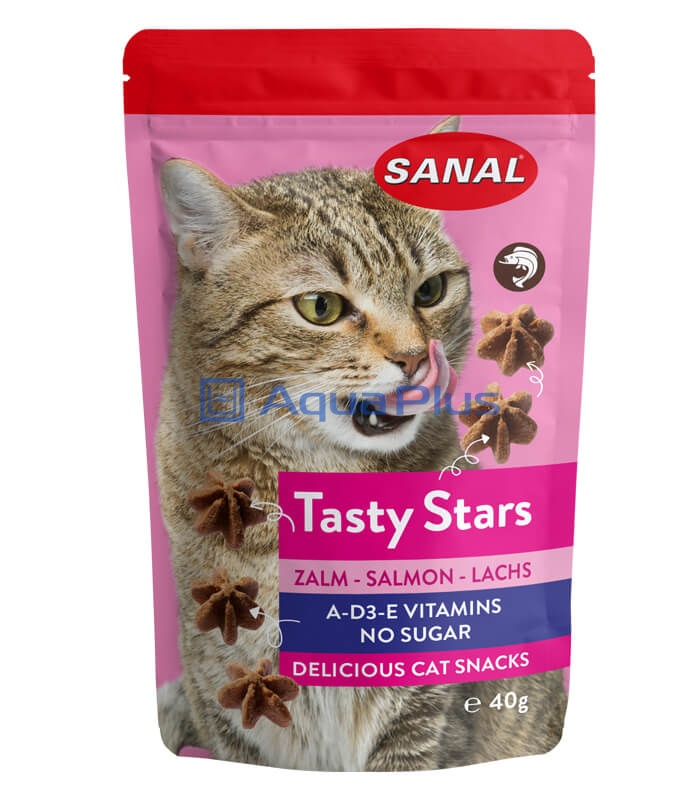 Витаминное лакомство для кошек SANAL SC3881 TASTY STARS SALMON 40г, с лососем, не содержит сахар, 388108
