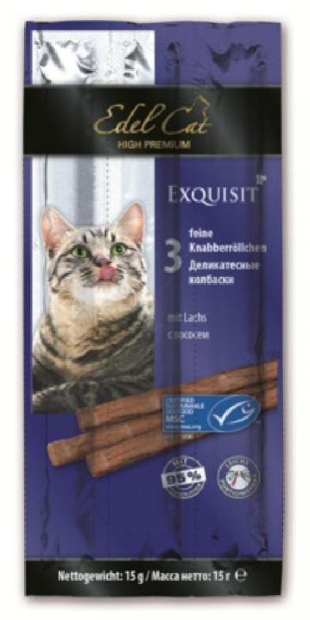 Edel Cat лакомство для кошек, колбаски с лососем 15 гр