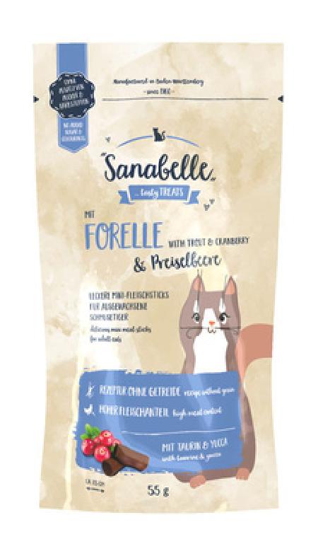 Sanabelle Мясные мини-колбаски для кошек Snack с форелью и клюквой 621900055, 0,055 кг 