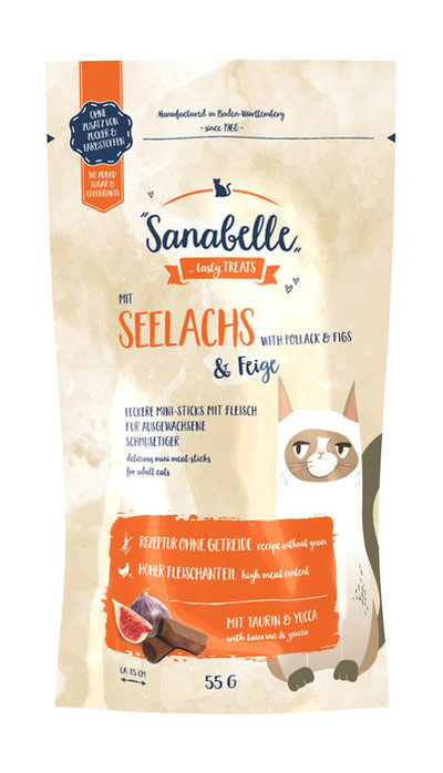 Sanabelle Мясные мини-колбаски для кошек Snack с сайдой и инжиром 621700055 | Snack 0,055 кг 44370