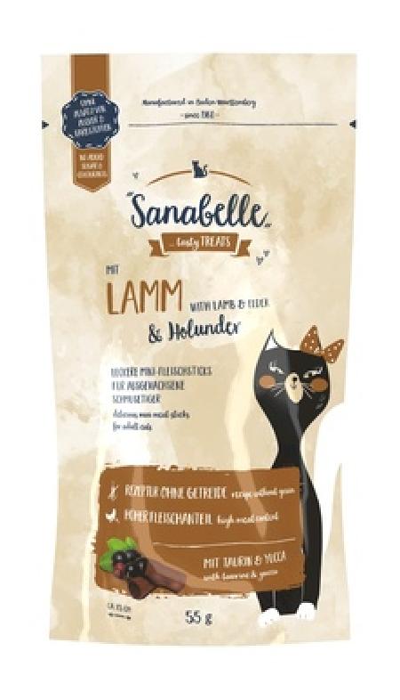 Sanabelle Мясные мини-колбаски для кошек Snack с ягнёнком и бузиной 621800055 | Cat Sticks, 0,055 кг 