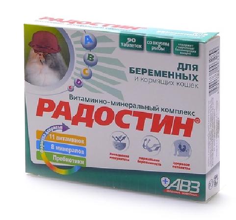 Агроветзащита Радостин добавка витаминно-минеральная для беременных и кормящих кошек 90 таб. 0,062 кг 24430