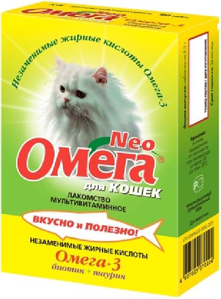 Омега Neo витамины для взрослых кошек, биотин+таурин 90 таб