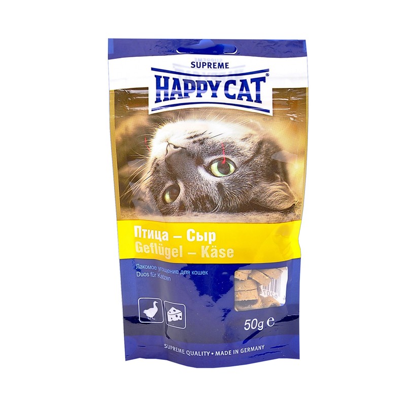 Happy Cat лакомство для кошек и котов, печенье с сыром 50 гр