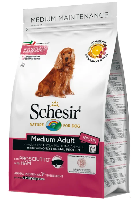 Schesir корм для взрослых собак всех пород, ветчина 12 кг