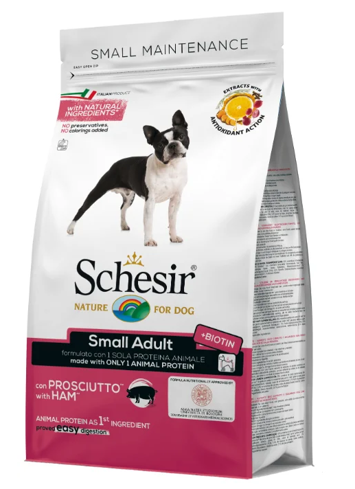 Schesir корм для взрослых собак малых пород, ветчина 2 кг, 2600100445