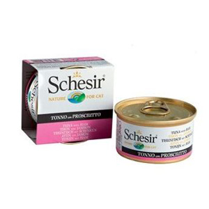Schesir влажный корм для взрослых кошек, с тунцом и ветчиной 85 гр