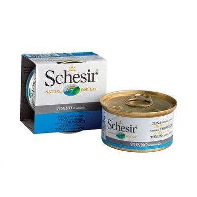 Schesir влажный корм для взрослых кошек, с тунцом в собственном соку 85 гр