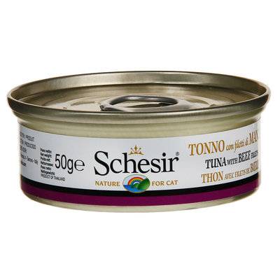 Schesir влажный корм для взрослых кошек, с тунцом и говядиной 6*50 гр