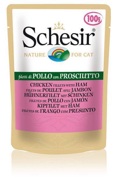 Schesir Паучи  для кошек куриное филе с ветчиной С579, 0,1 кг , 4300100446