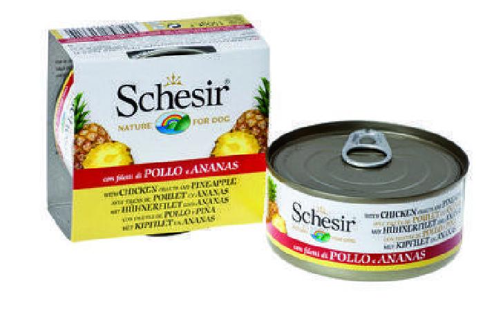 Schesir влажный корм для взрослых собак всех пород, цыпленок и ананас 150 гр